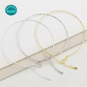 1 fil de Bracelet réglable en argent Sterling, Bracelet en fil de perles