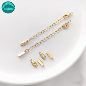 14K Gold Plated Brass Extension Chain,Coffee bean Tag Extender Chain,adjustable chain,chain extenders,72mm