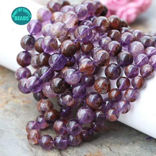 Perles de cristal Super Seven, perles de cristal naturel, fourniture de perles en gros, perles en vrac, brin complet 15 pouces