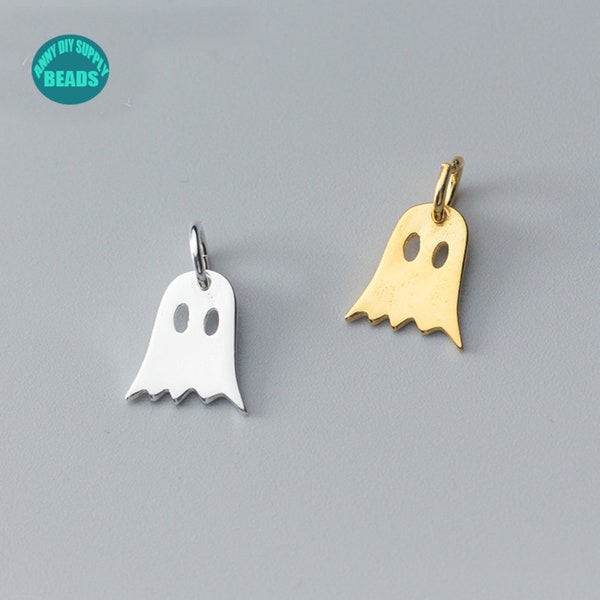 S925 Sterling Silver Ghost Charm Pendant,Tiny Charm, Small Charm, Halloween Charm,Ghost pendant