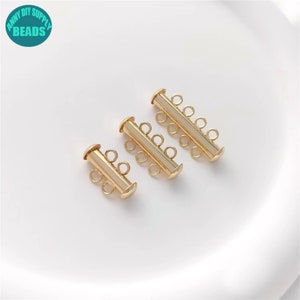 14K gold plated Layered Detangler Clasp,Jewelry Making Supply,Multi Strand Necklace Clasp,Tube Clasp