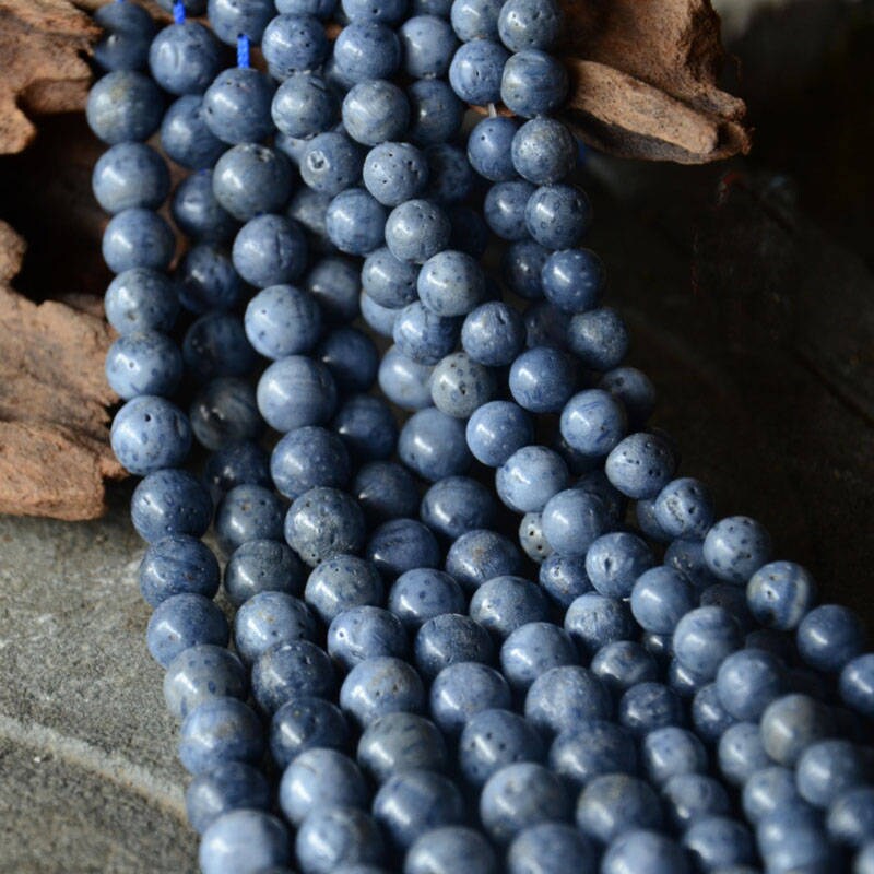 Blue Coral Stone Beadscoral Beadsfull Strand Etsy