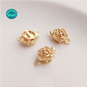 1/5/10/20PCS 14K Gold Plated Brass flower Pearl clasp,pearl clasp,flower box clasp,8.5mmx13.5mm