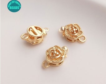 1/5/10/20PCS 14K Gold Plated Brass flower Pearl clasp,pearl clasp,flower box clasp,8.5mmx13.5mm