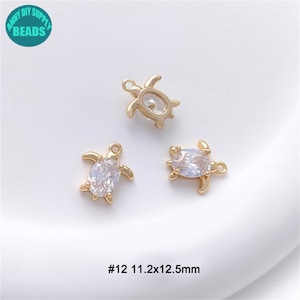 Juego de dijes de océano chapados en oro de 14 k, dijes de océano, dijes de joyería, dijes de mar, dije de animal, dije de pulsera, colgante de pendiente #12