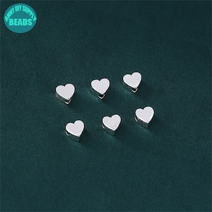5mm Tiny  Sterling Silver Heart Beads,Flat Heart beads,Tiny Heart Beads,Silver Heart Beads,Sterling Silver Beads,Tiny Silver Beads