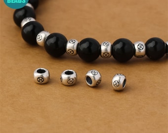 Cuentas de barril de plata esterlina S925 de 6 mm, cuentas de plata diminutas, cuentas de plata mate, cuentas de plata esterlina, cuentas espaciadoras