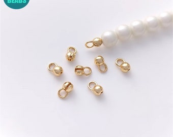 14K Gold Plated Brass Crimp End,Bracelet End Covers,Crimp Cover beads,Crimp Covers with Loop,Bracelet Findings,Bracelet Connector