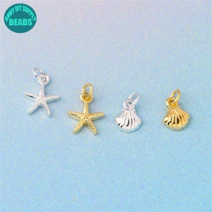 S925 Sterling Silver Tiny Starfish Charm,Animal Charm,Sea Charm,Shell Charm,Earring Pendant,Summer Charm,Necklace Charms