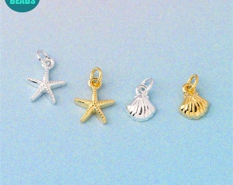 S925 Sterling Silver Tiny Starfish Charm,Animal Charm,Sea Charm,Shell Charm,Earring Pendant,Summer Charm,Necklace Charms