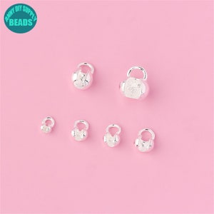 S925 Sterling Silver Crimp Cover Beads,Crimp Covers with Loop,Chain end,Sterling Crimp Cover Beads,Jewelry Making Findings