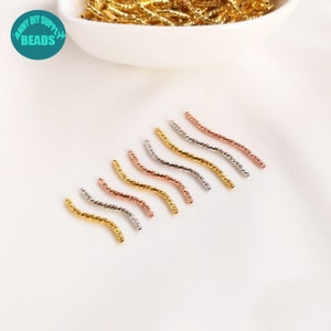 Gold plated Brass Curved Tube beads,Faceted S Shape Tube beads,Matel Tube Beads,Long Tube Beads