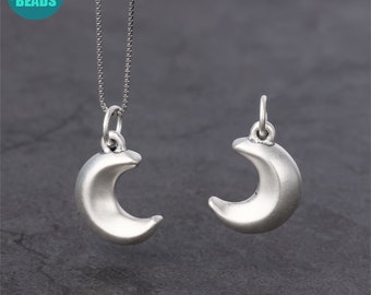 S999 3D Hard Silver Half Moon Charm,Necklace Pendant,Moon Pendant,Moon Charm,3D Moon Charm