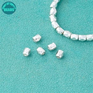 S925 Solid Sterling Silver Faceted Tube Beads:3mm Tiny Silver Beads,DIY Jewelry making Beads