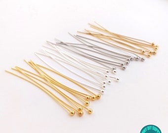 100PCS Gold Plated brass ball Pins,silver plated  ball pins