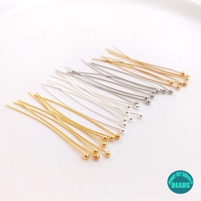 TOAOB 200pcs Head Pins 2 Inch Gold 22 Gauge Brass Wire