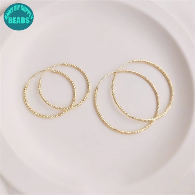 35/50mm 14K Gold Plated Brass Earring Circle,Simple Earring Hook,Minimalist Earrings,Circle Earrings,Hoop Earring image 1