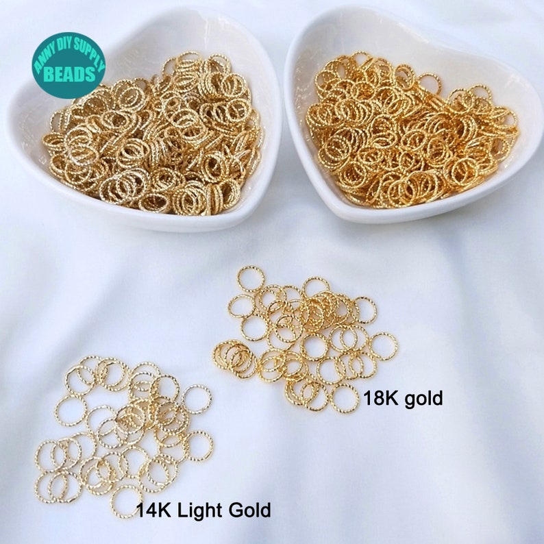 10/50/100 pièces anneaux fermés en laiton plaqué or, anneaux ouverts plaqués or, anneaux image 1