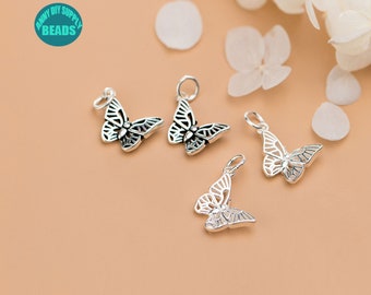 1/2/4/10/20PCS Sterling Silver Butterfly Charm,Animal Charm,Small Silver Charm Pendant,earring Charm,Tiny silver Charm