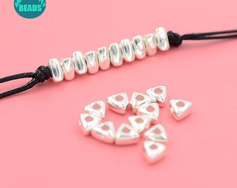 S925 Solid Sterling Silver Spacer beads,Sterling Silver triangle beads,tiny triangle silver Beads,Sterling Silver Bracelet beads