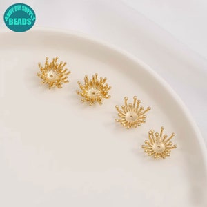 15mm 14K Real gold plated Bead Caps,Gold bead caps,Flower Bead Support,Flower Bead Caps