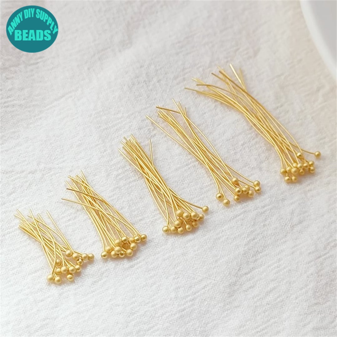Pin Matt 50PCS 18K Matt Gold Plated Brass Ball Pins,ball Head Pins,jewelry ...