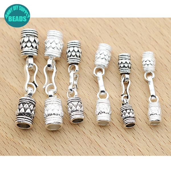 S925 Sterling Silver End Caps with Hook,Cord Ends Cap,End Caps Clasps,kumihimo End Clasp