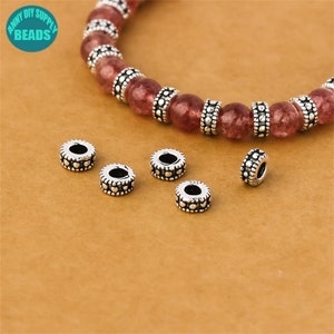 5.7mm S925 Solid Sterling Silver Donut Beads,Tiny Silver Spacers,Silver Rondelle Beads,Flat Round Beads,Silver Spacers