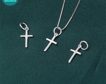 Charme de croix en argent sterling S925, petit charme de croix, pendentif collier, charme de croix argentée, petit pendentif de collier de croix