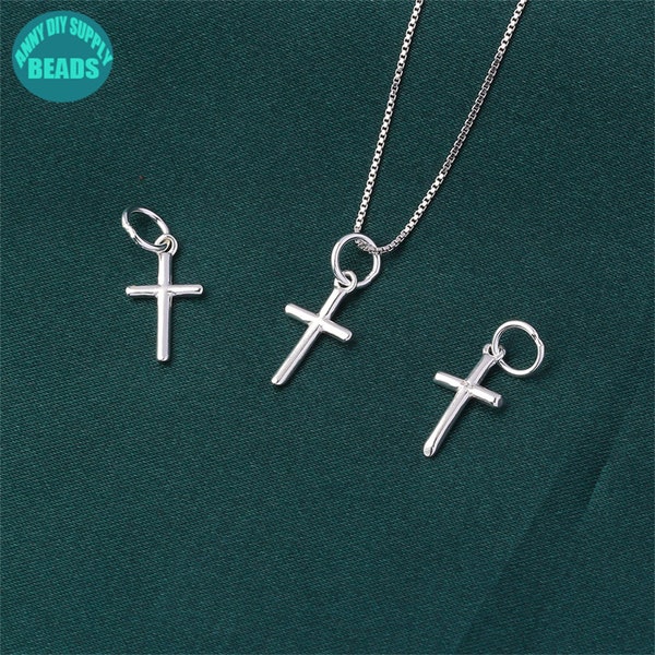 S925 Sterling Silver Cross Charm,Tiny Cross Charm,Necklace Pendant,Silver Cross Charm,small cross necklace Pendant