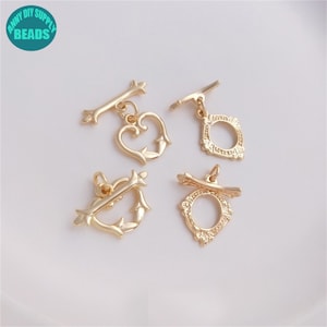 14k Real Gold Plated Brass Toggle Clasp,Flower Vine Toggle Clasp,Retro Mirror Frame OT Clasp,Jewelry Clasp,Bracelet Clasp