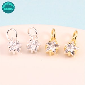 S925 sterlingzilver schattige mini ster bedel, zilveren bedels, kleine zilveren ster bedels, armband bedel, Cz ster bedels, zilveren ster