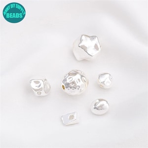 Silver Plated Brass Nugget Beads,Silver Tone Nugget Beads,Irregular Shape Beads,Metal Baroque Beads,Jewelry Making beads
