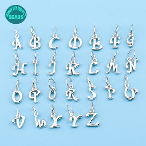 1 colgante de plata de ley S925 con 26 letras del alfabeto, amuleto inicial, amuleto del alfabeto, amuleto personalizado, colgante de joyería con letras