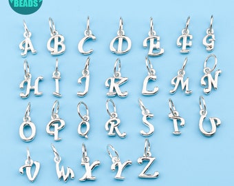 1pc S925 Sterling Silver 26 Alphabet Letter Pendant,Initial Charm,Alphabet Charm,Personalized Charm,Letter Jewelry Pendant