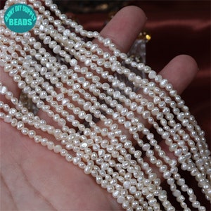 3mm Freshwater Pearl Pearls,Irregular Shape Seed Pearls,Tiny Baroque Pearls,Full strand 35CM