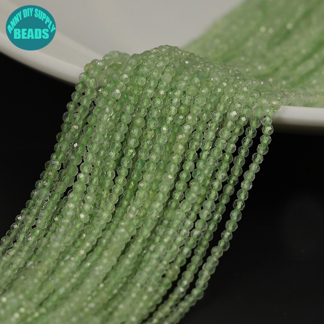 Prehnite Faceted Strand Round | 4 mm | Light Green | 80-90 Beads |