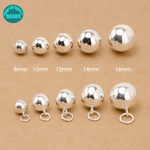 1PC S925 Sterling Silver Ball Charm,Smooth Puff Ball Charm,no Sound Ball Charm