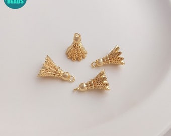 14K real Gold Plated badminton Charm,Tiny badminton charm,Earring Charm