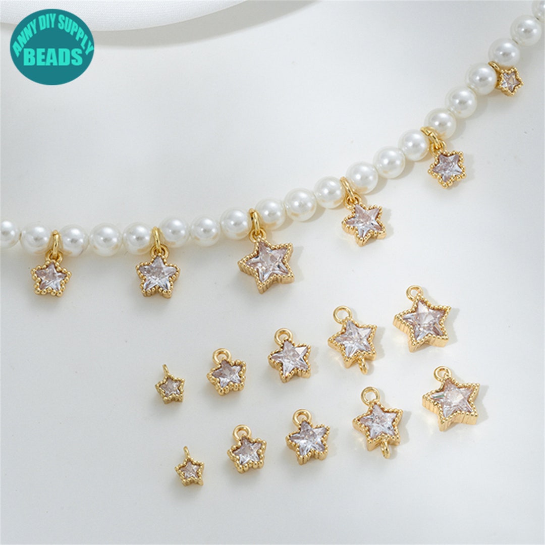 14K Gold Plated Zircon Star Charm,tiny Star Charm,bracelet Charm,cute ...