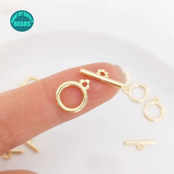 1/5/10Set 14K Real Gold Plated Brass Small Toggle Clasp,Tiny OT clasp,14K Gold Toggle Clasp
