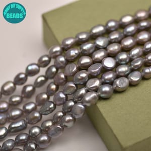 7mm Good Luster Gray Color Pearl Beads,Nugget Pearl Beads,Full Strand