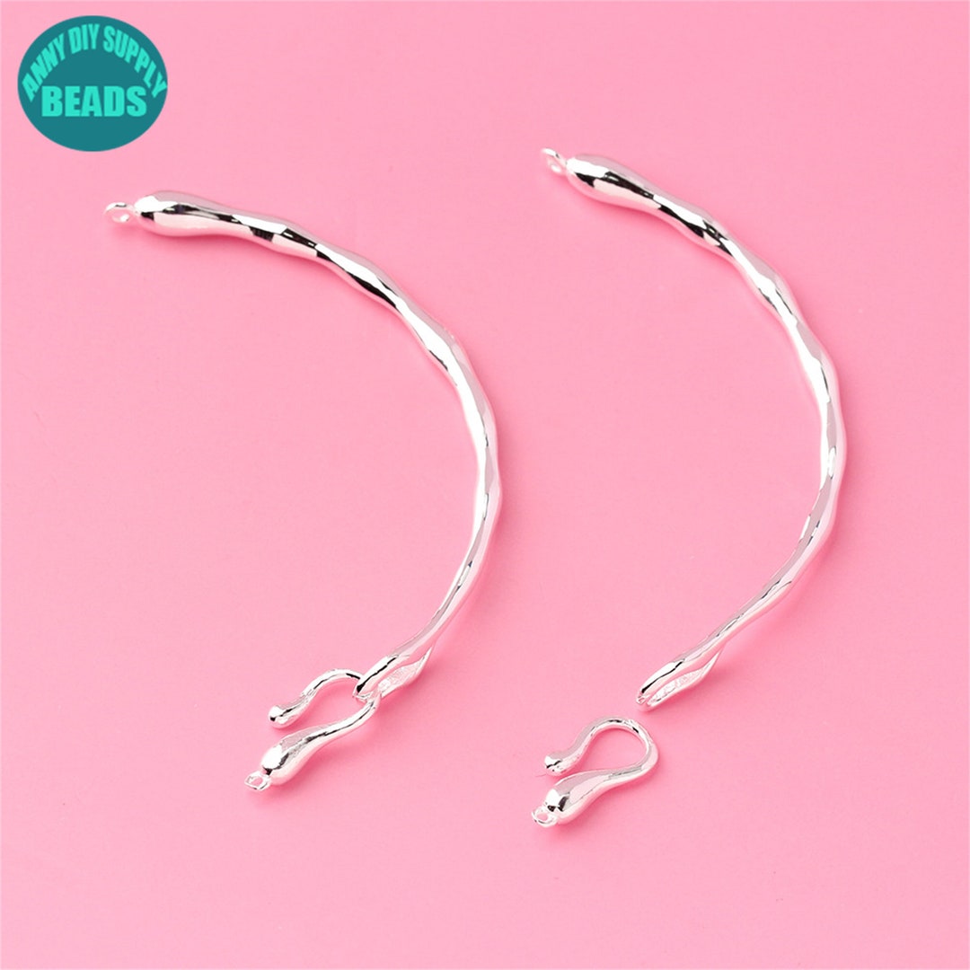 S925 Sterling Silver Half Bangle With Clasp: Jewelry Making Supply