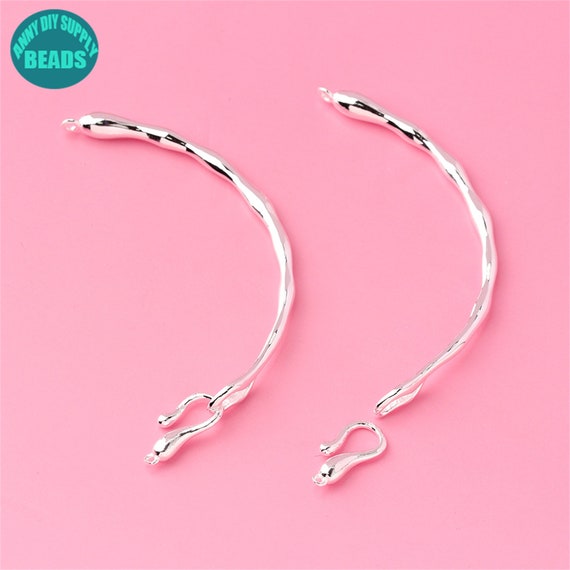 S925 Sterling Silver Half Bangle With Clasp: Jewelry Making Supply