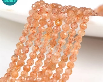 2mm 3mm 4mm Faceted Round Golden Strawberry Quartz Gemstone Beads,Tiny Faceted Gemstone beads,Full Strand 15inch