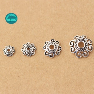 2/10/50/PCS S925 Sterling Silver Bead Caps,Sterling Silver Flower Bead Caps,Jewelry Supply,6/8/10/12mm bead caps