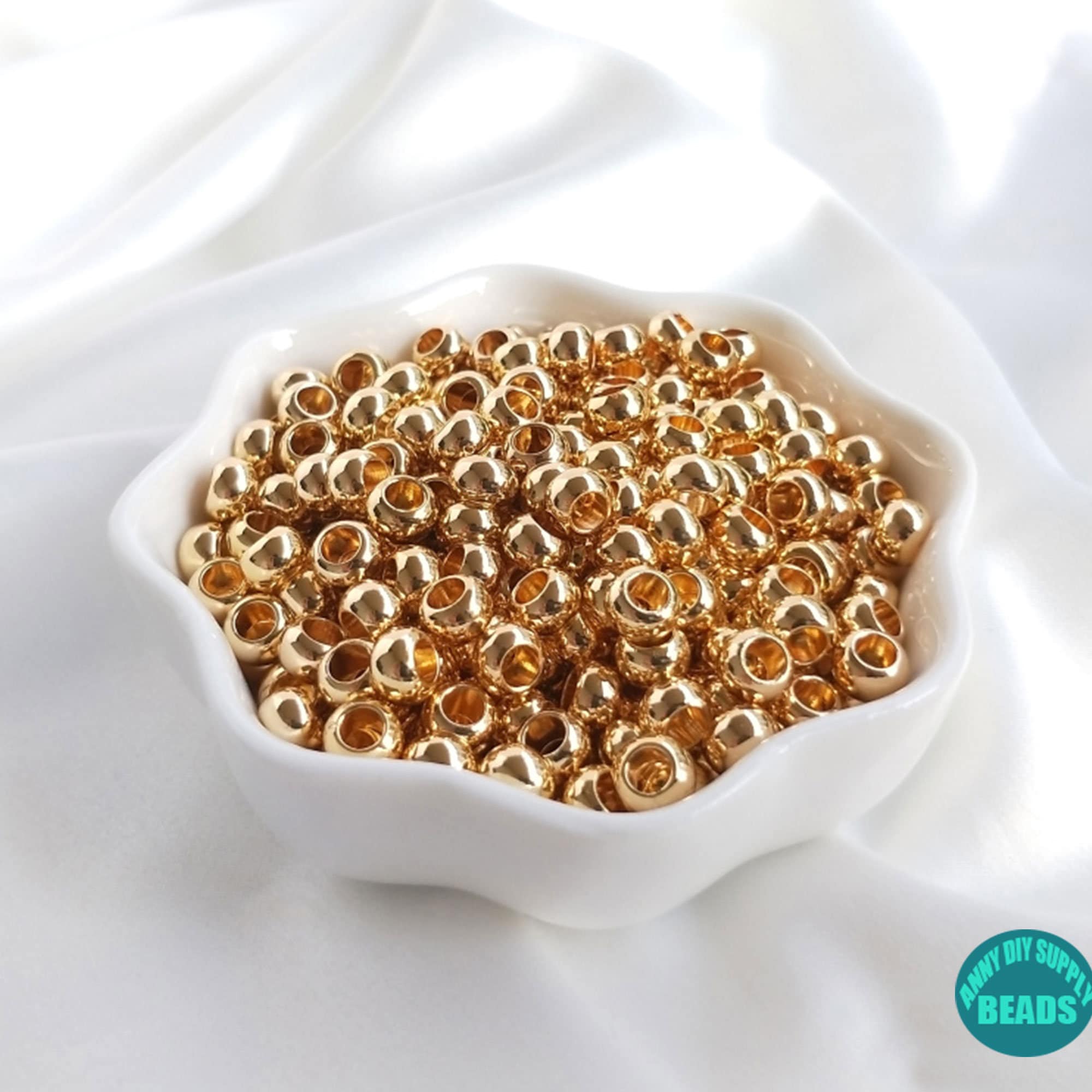 64mm 10/50/100pcs 14K gold Plated brass large Hole BeadsGold Etsy