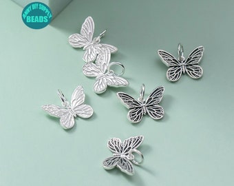 1/2/4/10/20PCS Sterling Silver Butterfly Charm,Animal Charm,Small Silver Charm Pendant,earring Charm,Tiny silver Charm