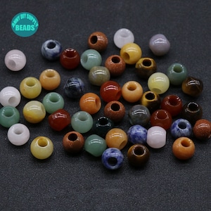 12mm large Hole gemstone round Beads,5mm Hole beads,Natural Gemstone beads,large Hole round beads