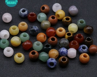 12mm large Hole gemstone round Beads,5mm Hole beads,Natural Gemstone beads,large Hole round beads